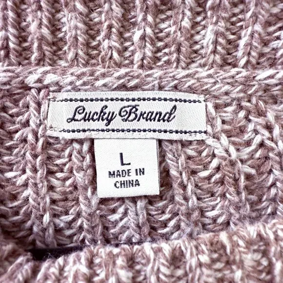 Lucky Brand Womens Sweater L Chocolate Brown Open Cable Knit‎ Cozy Fall Winter - Picture 5 of 7